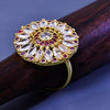 Sukkhi Handsome White Kundan And Color Stone Gold Plated Traditional Finger Ring for Women