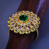 Sukkhi Elegant Green Kundan Gold Plated Traditional Finger Ring for Women