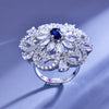 Sukkhi Magnificent Blue And Silver CZ Stone Rhodium Plated Traditional Finger Ring for Women