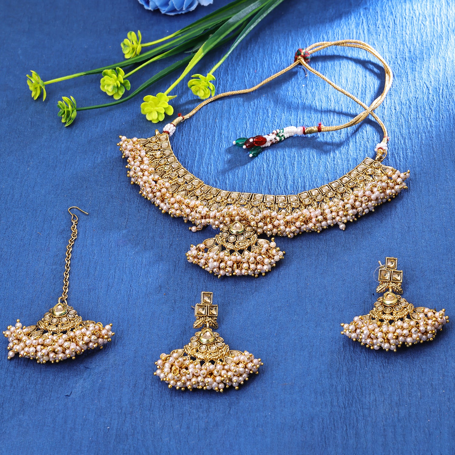 Sukkhi Lavish Gold Plated Choker Necklace Set For Women