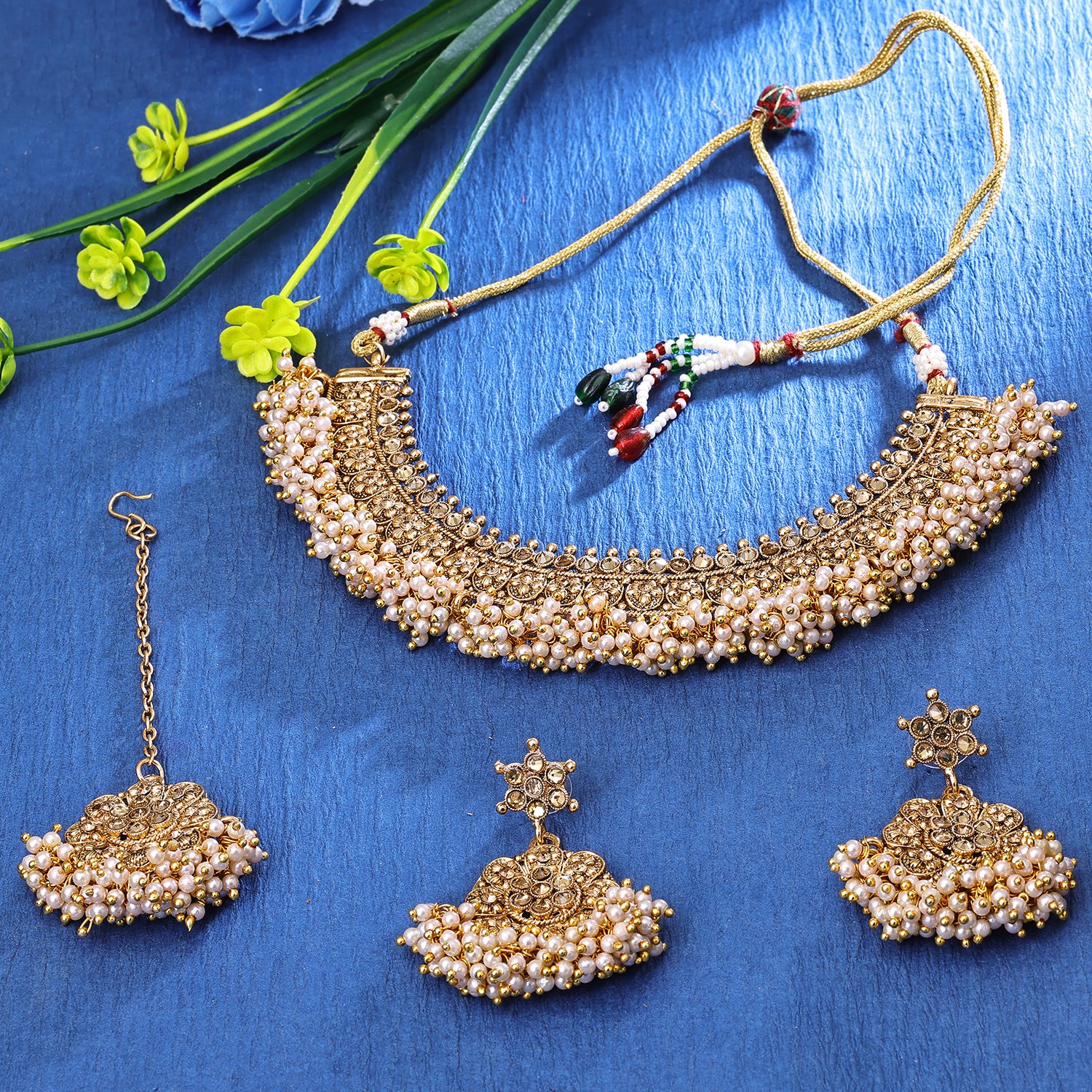Sukkhi Lavish Gold Plated Choker Necklace Set For Women