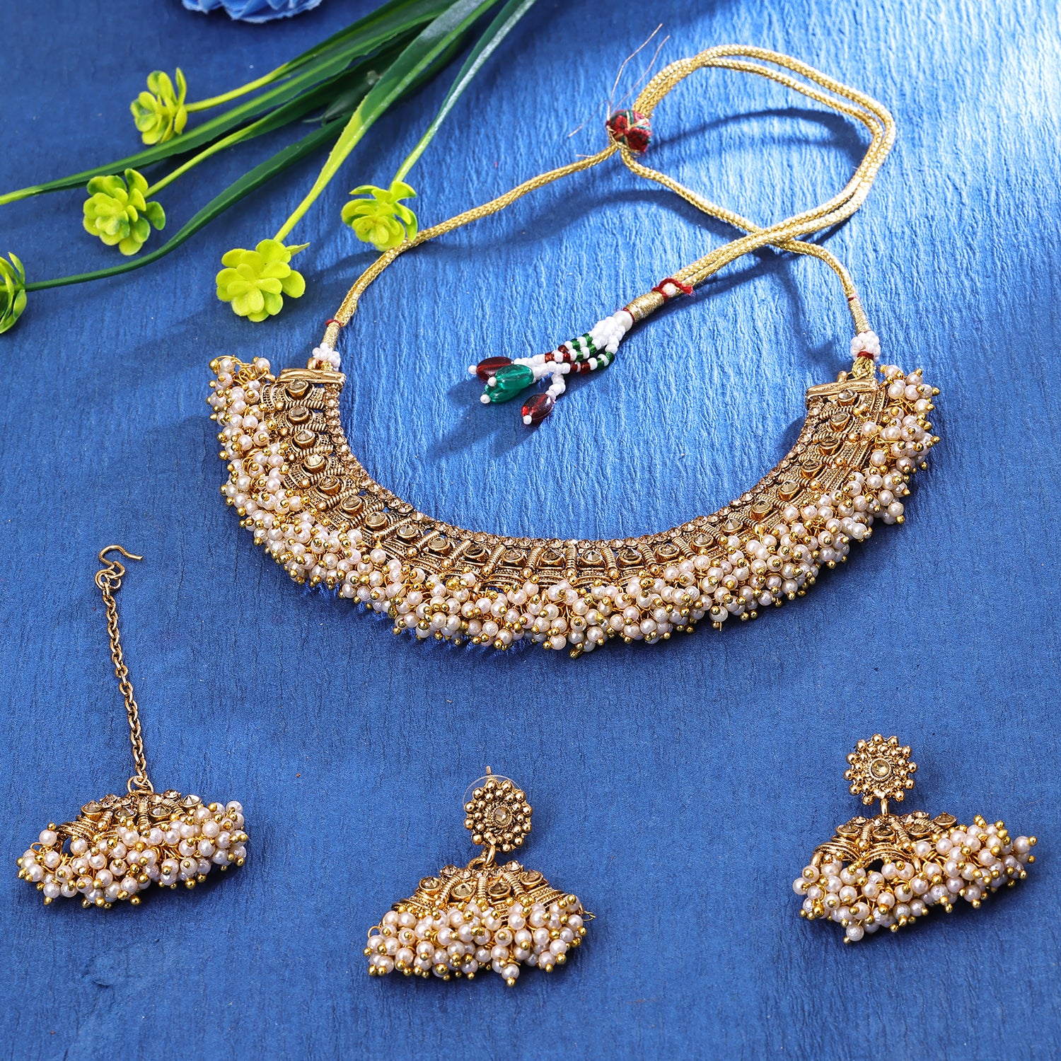 Sukkhi Lavish Gold Plated Choker Necklace Set For Women