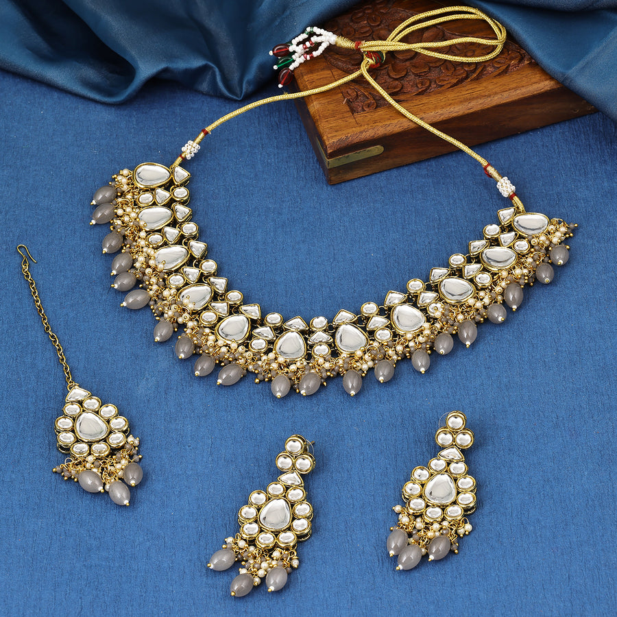 Sukkhi Glorious Gold Plated Choker Necklace Set For Women 