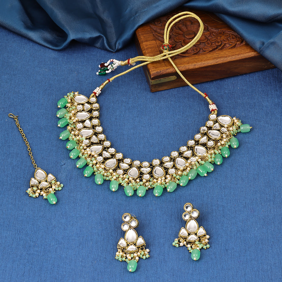 Sukkhi Glorious Gold Plated Choker Necklace Set For Women 