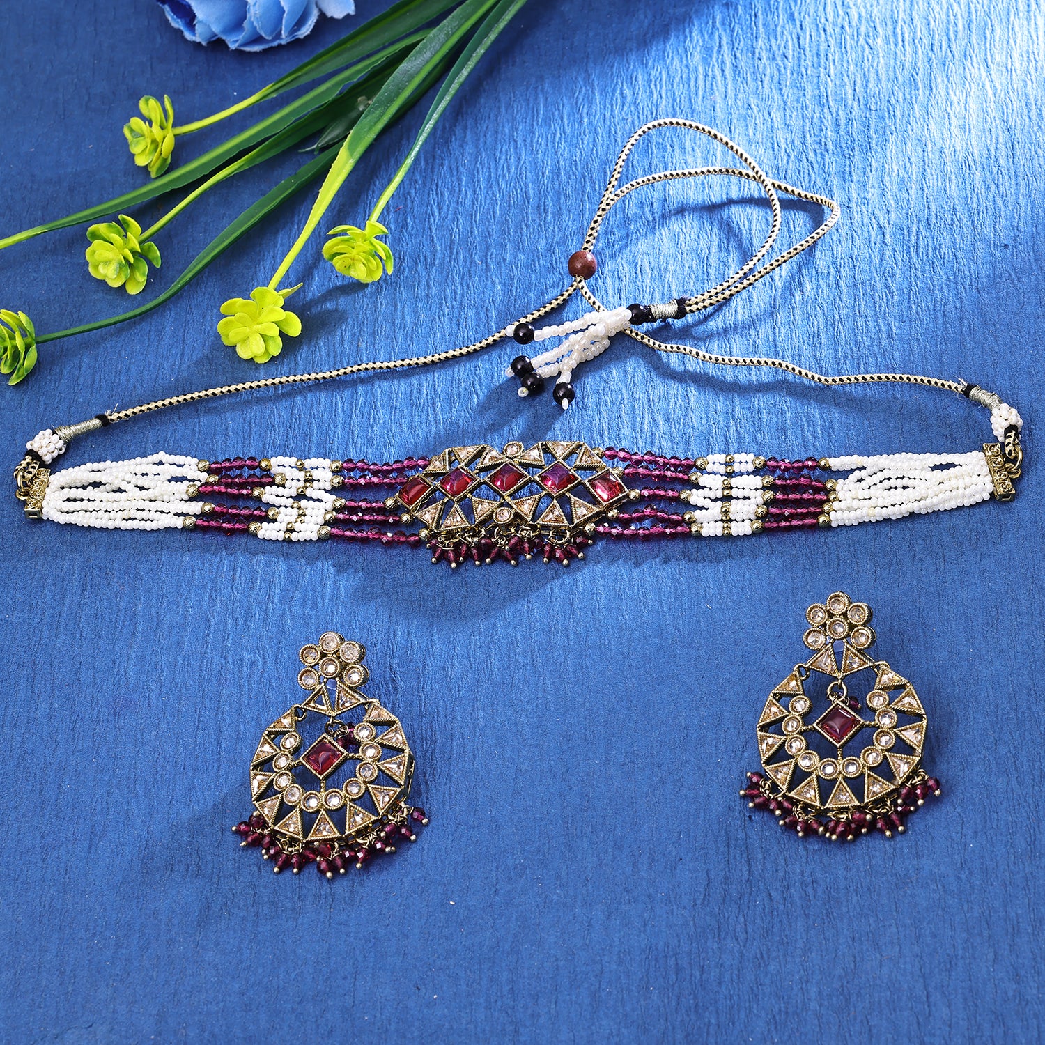 Sukkhi Stunning Gold Plated Choker Necklace Set For Women