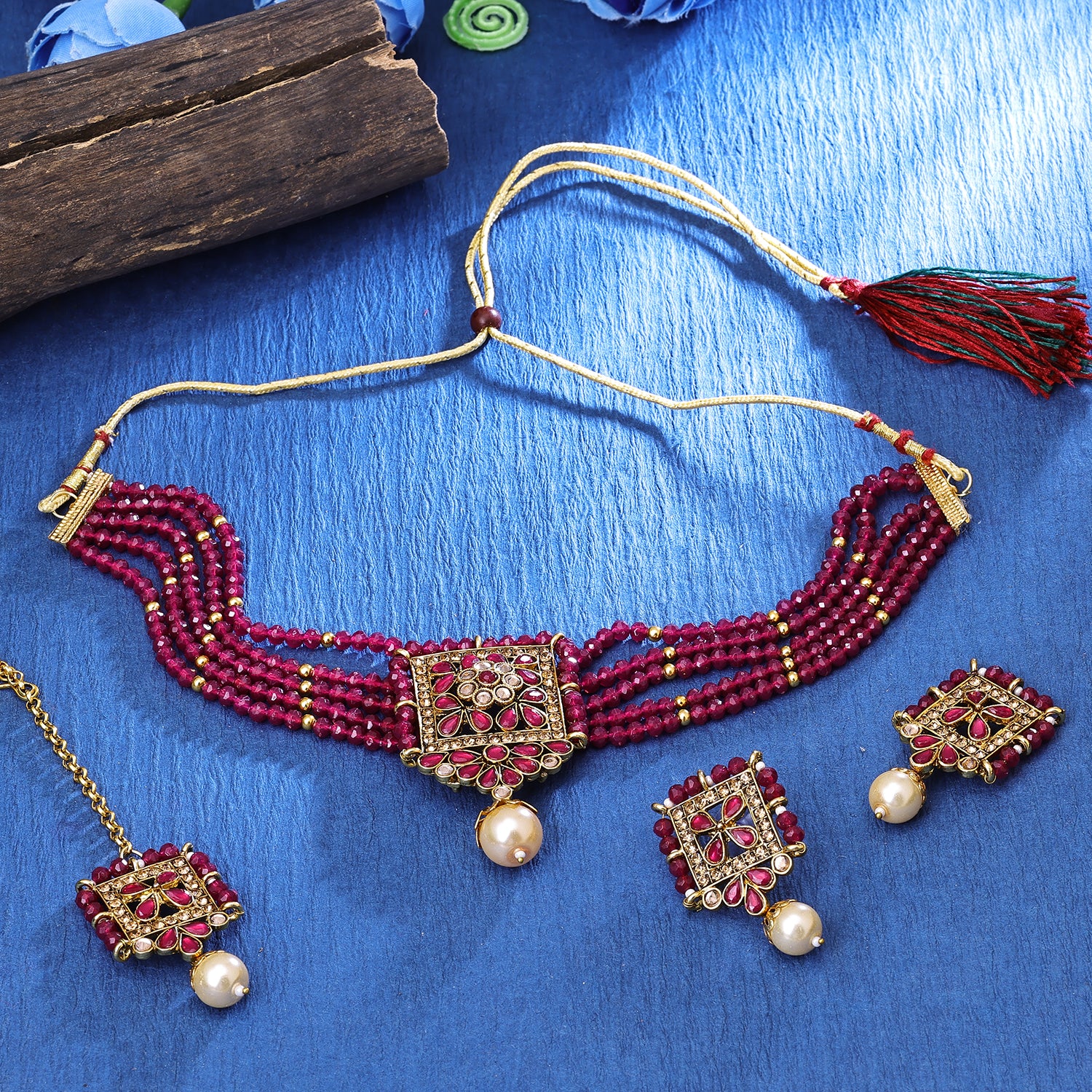 Sukkhi Lavish Gold Plated Choker Necklace Set For Women