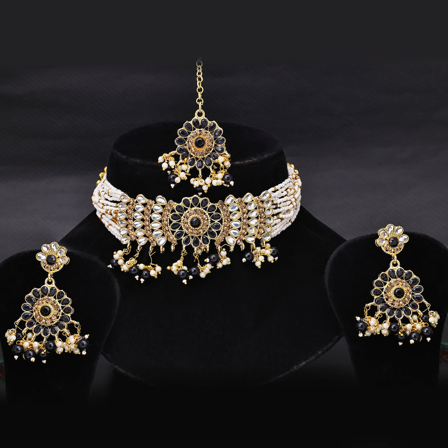 Sukkhi Traditional Gold Plated Choker Necklace Set for Women 