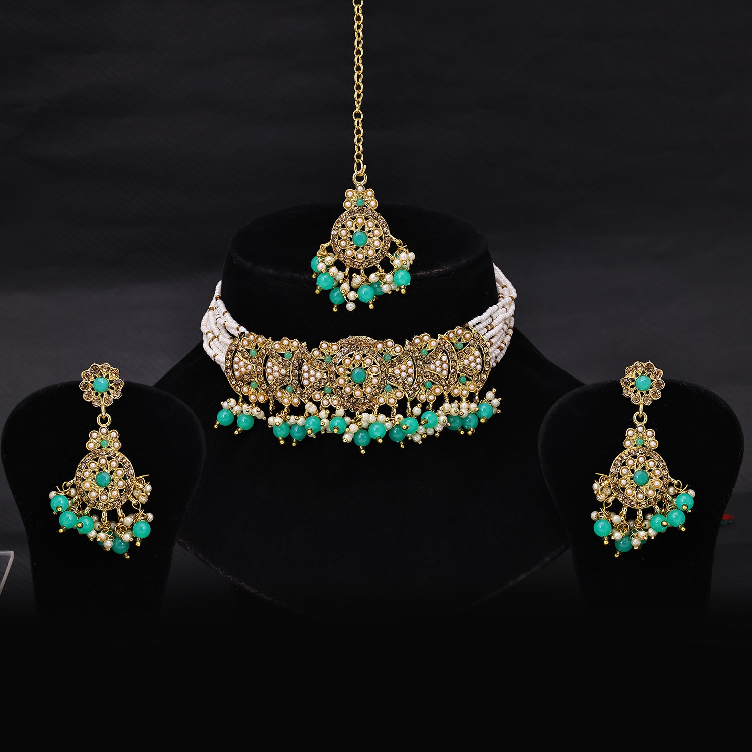 Sukkhi Delicate Gold Plated Choker Necklace Set For Women