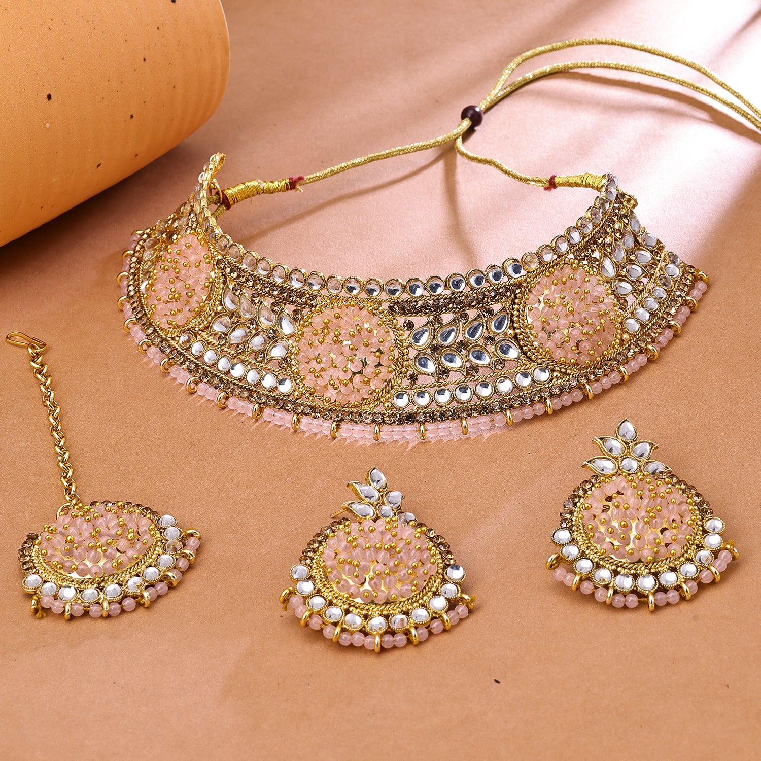 Sukkhi Gold Gold Plated Choker Necklace Set For Women