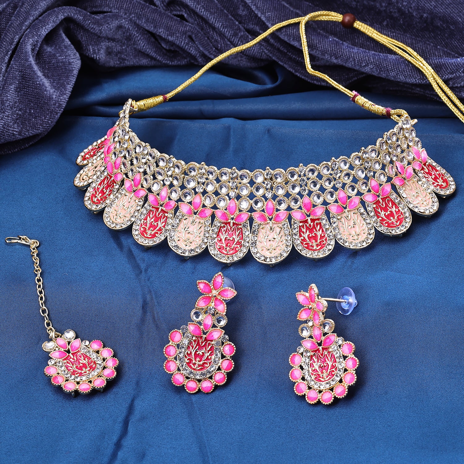 Sukkhi Gold Gold Plated Choker Necklace Set For Women