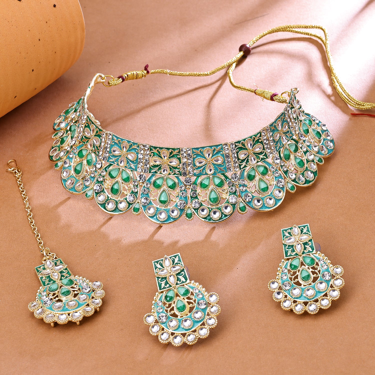 Sukkhi Traditional Gold Plated Choker Necklace Set For Women