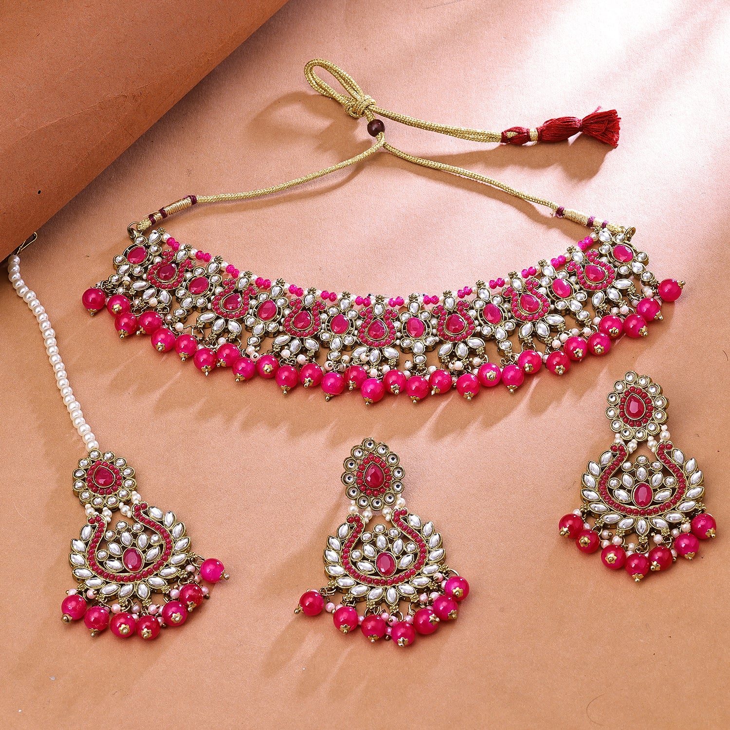 Sukkhi Elegant Gold Plated Choker Necklace Set For Women