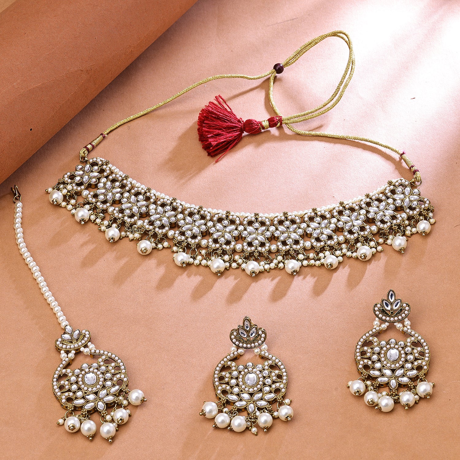 Sukkhi Exquisite Gold Plated Choker Necklace Set For Women