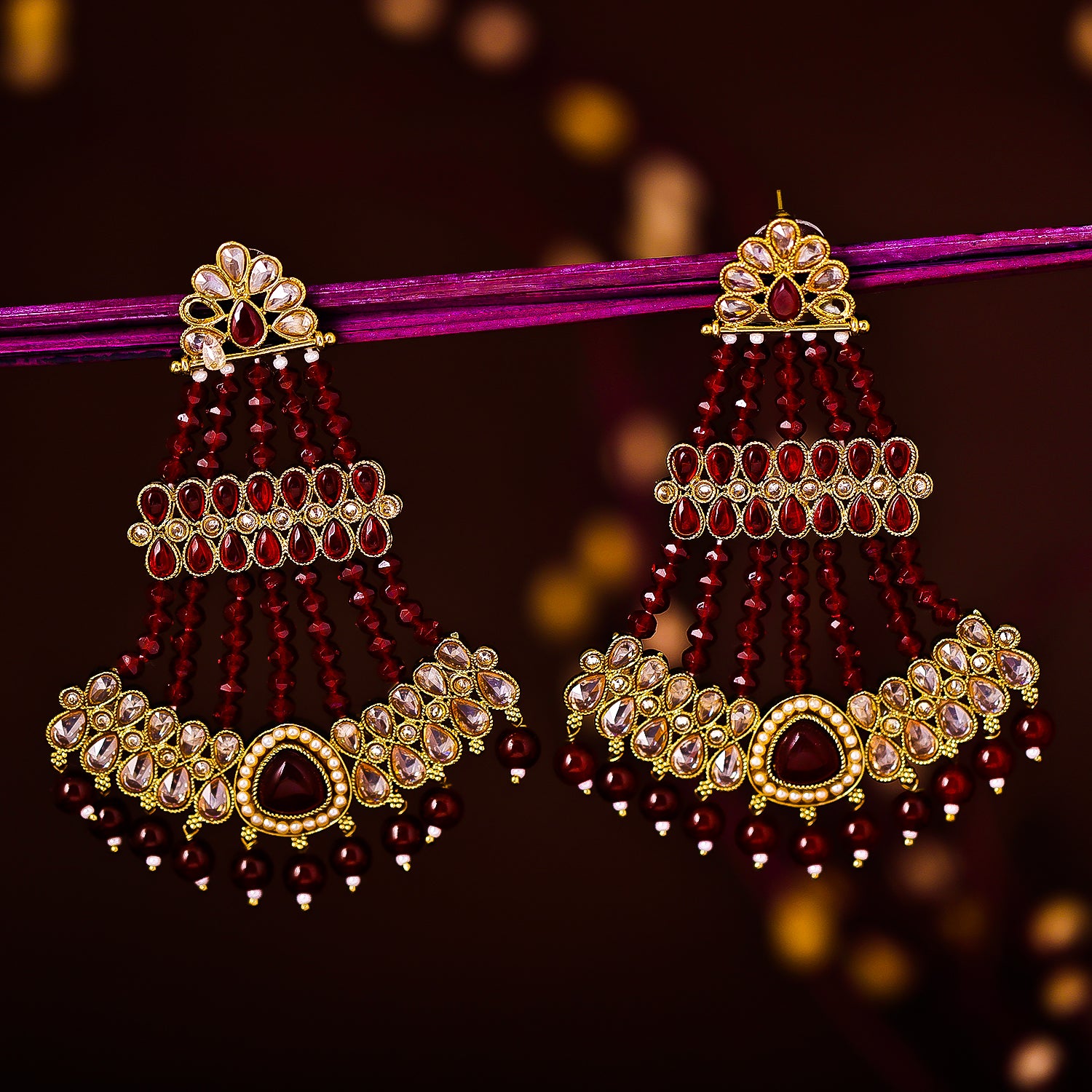 Sukkhi Spiral Gold Plated Chandelier Earring For Women
