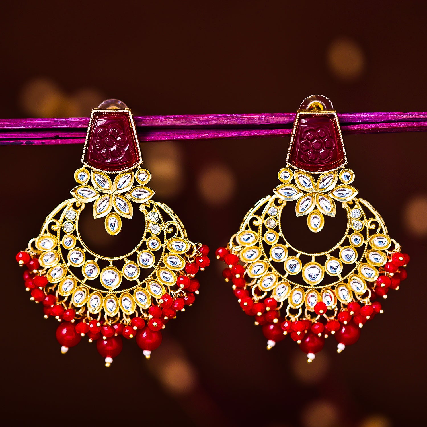 Sukkhi Colourful Gold Plated Chandbaali Earring For Women