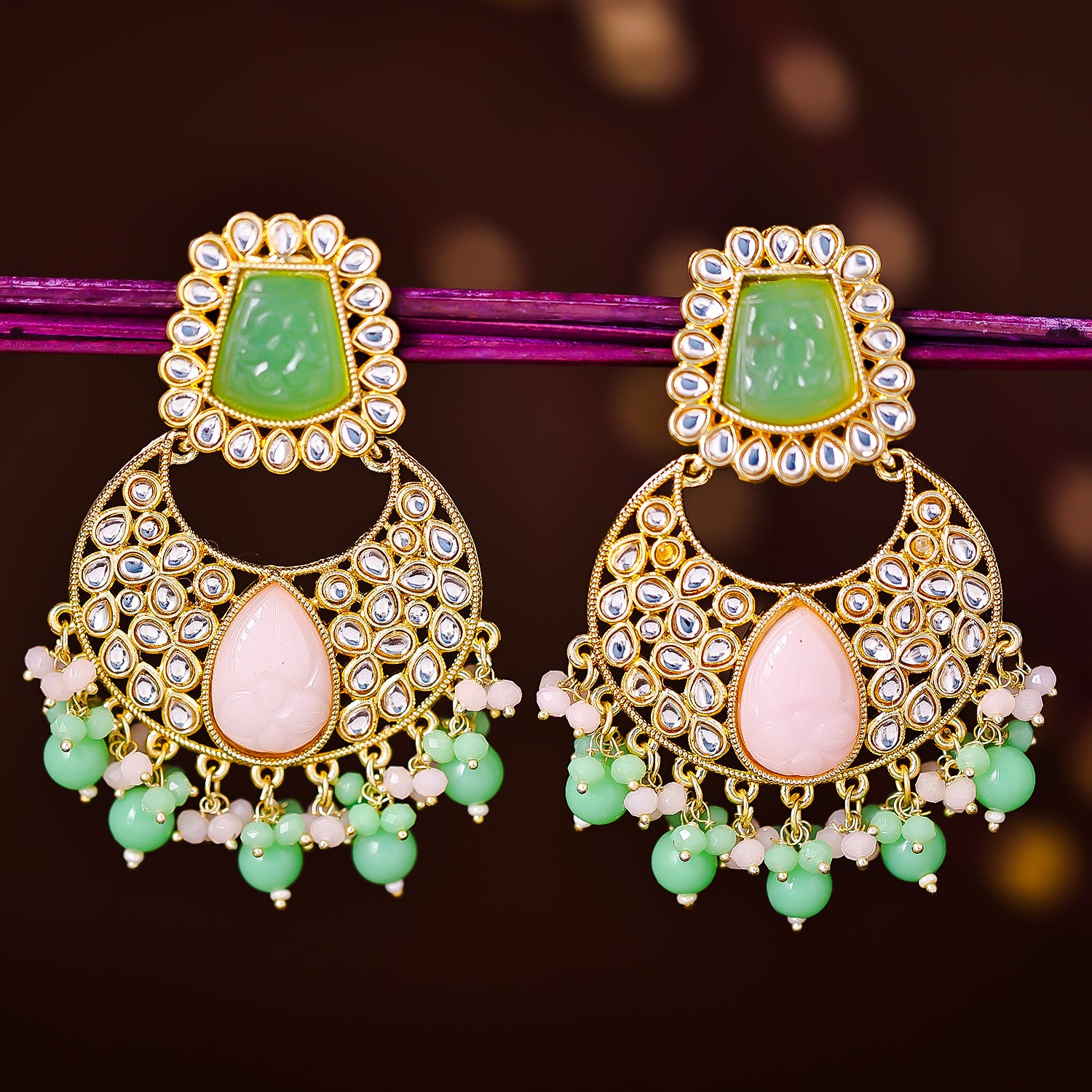 Sukkhi Colourful Gold Plated Chandbaali Earring For Women