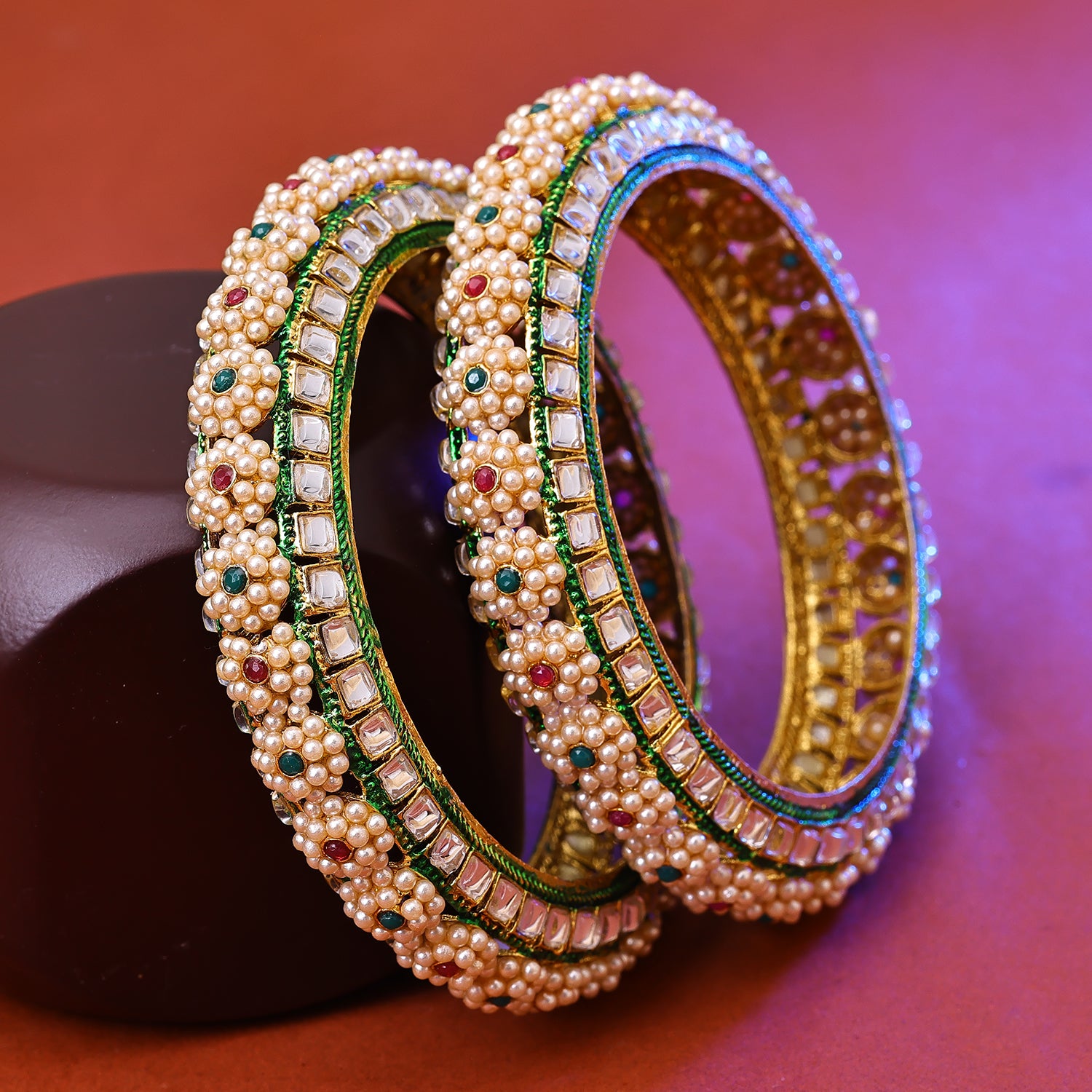 Sukkhi Marquise Gold Plated Set of 2 Bangles For Women