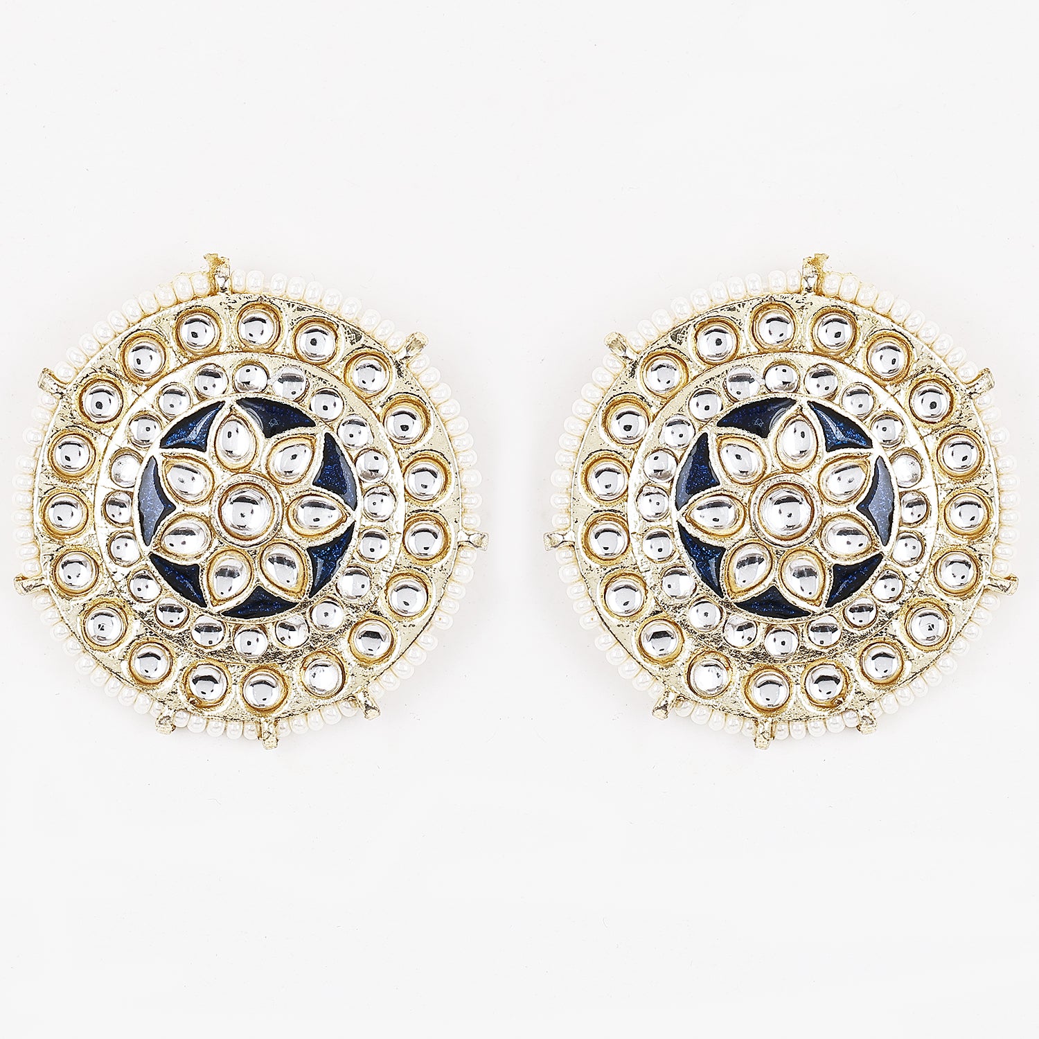 Sukkhi Floral Traditional Enamel & Kundan Studded Blue Earring for Women