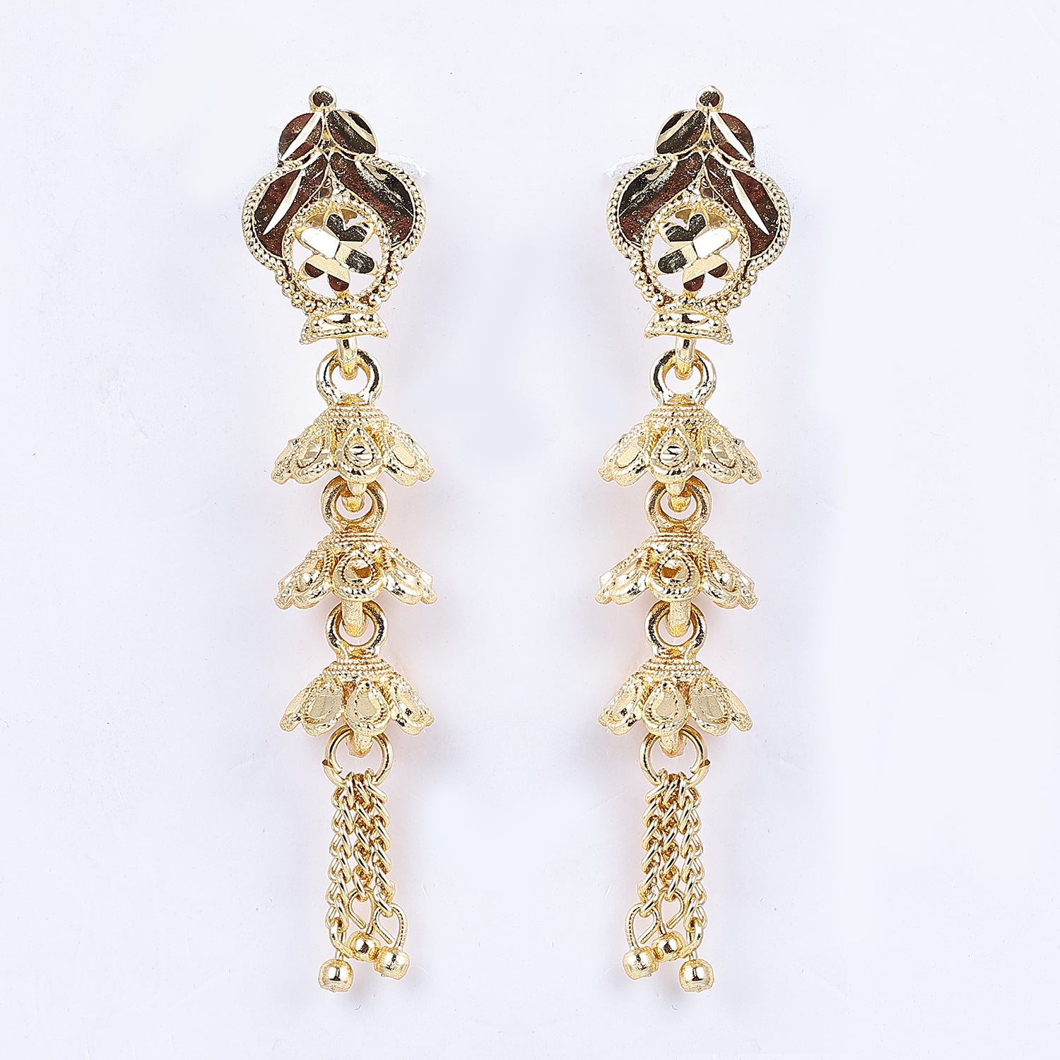 Sukkhi Red Gold-Plated Beaded Drop Earrings - PaisaWapas