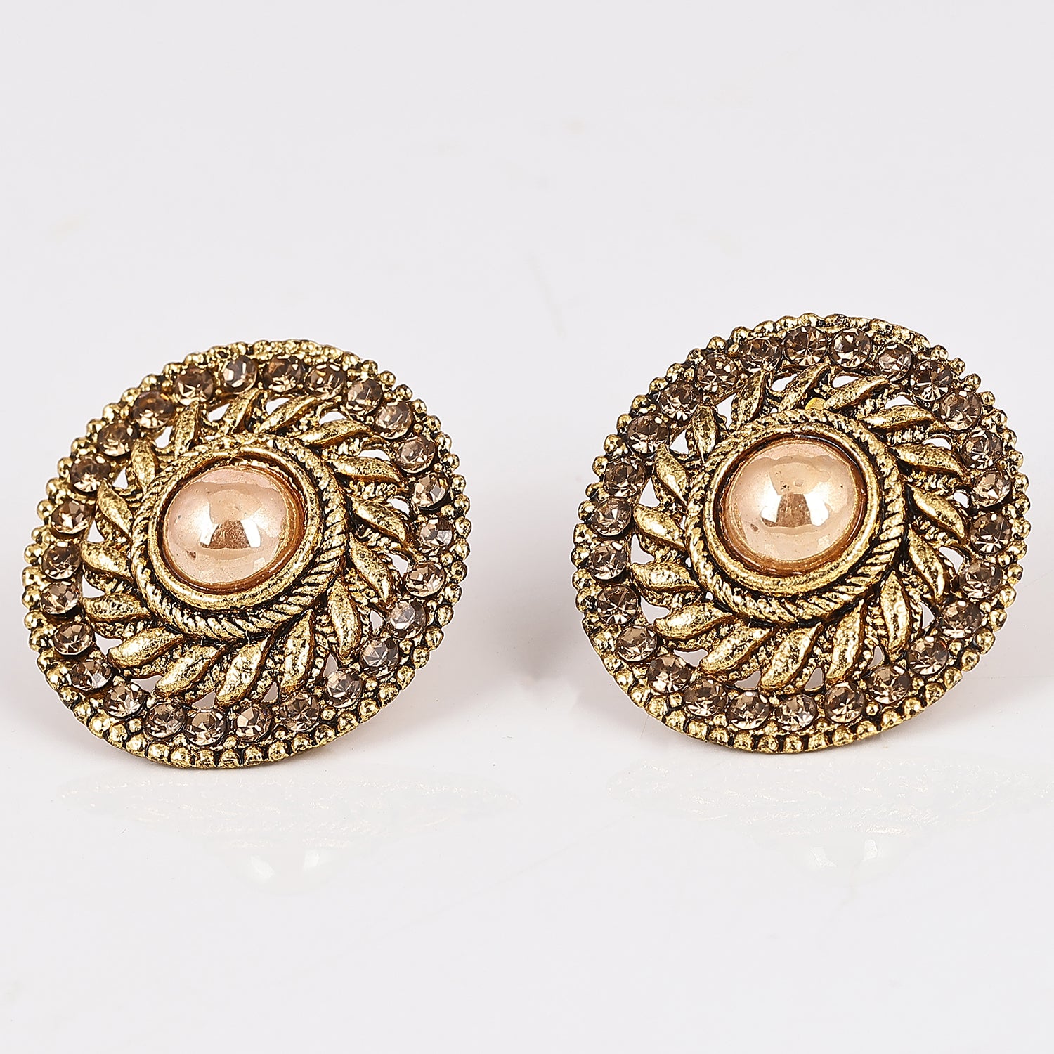 Sukkhi Trendy Gold Plated Round Studs Earrings For Women & Girls