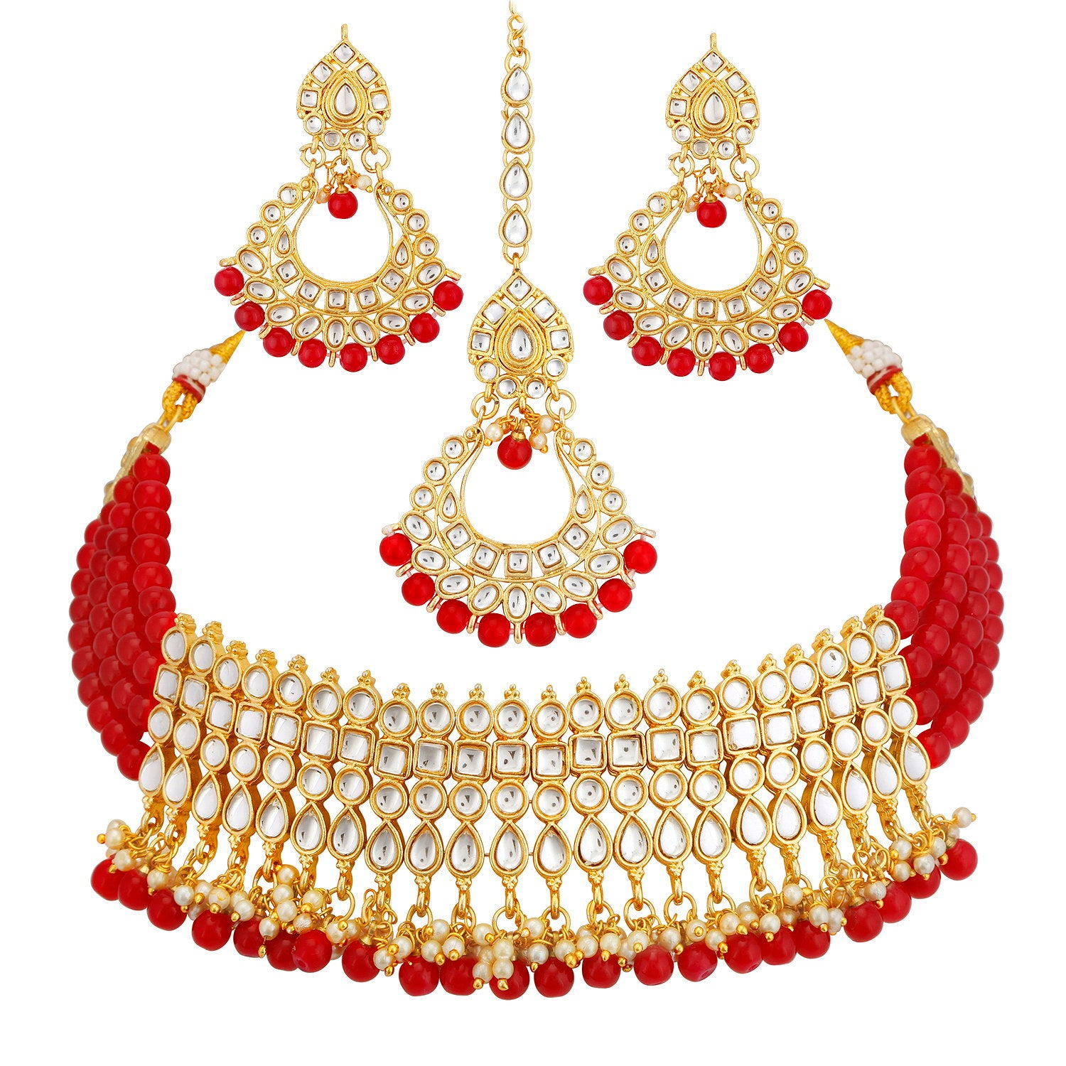 Sukkhi Sensational Pearl Gold Plated Kundan Set of 3 Necklace Combo for Women