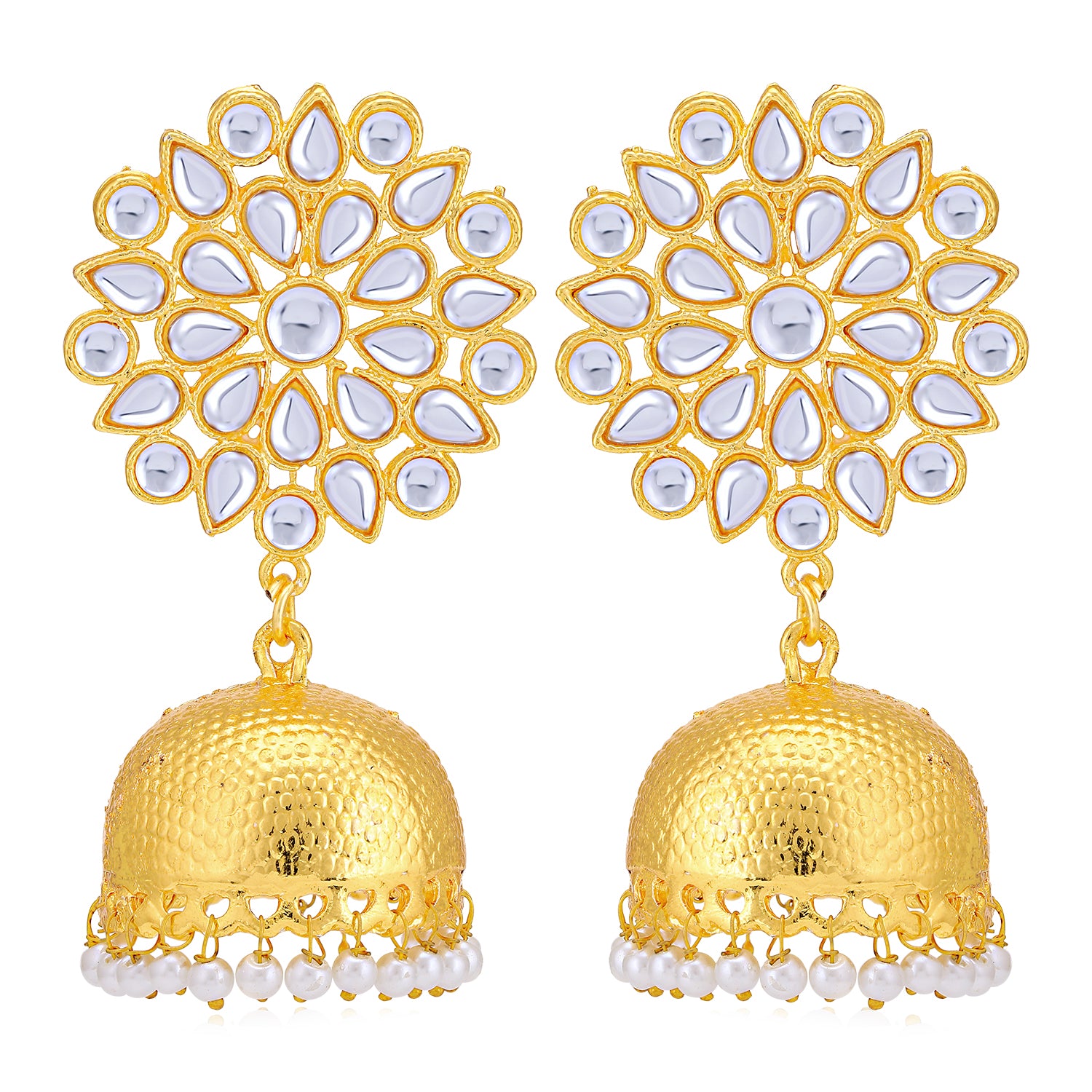 Sukkhi Glamorous Pearl Gold Plated Kundan Jhumki Earring for Women