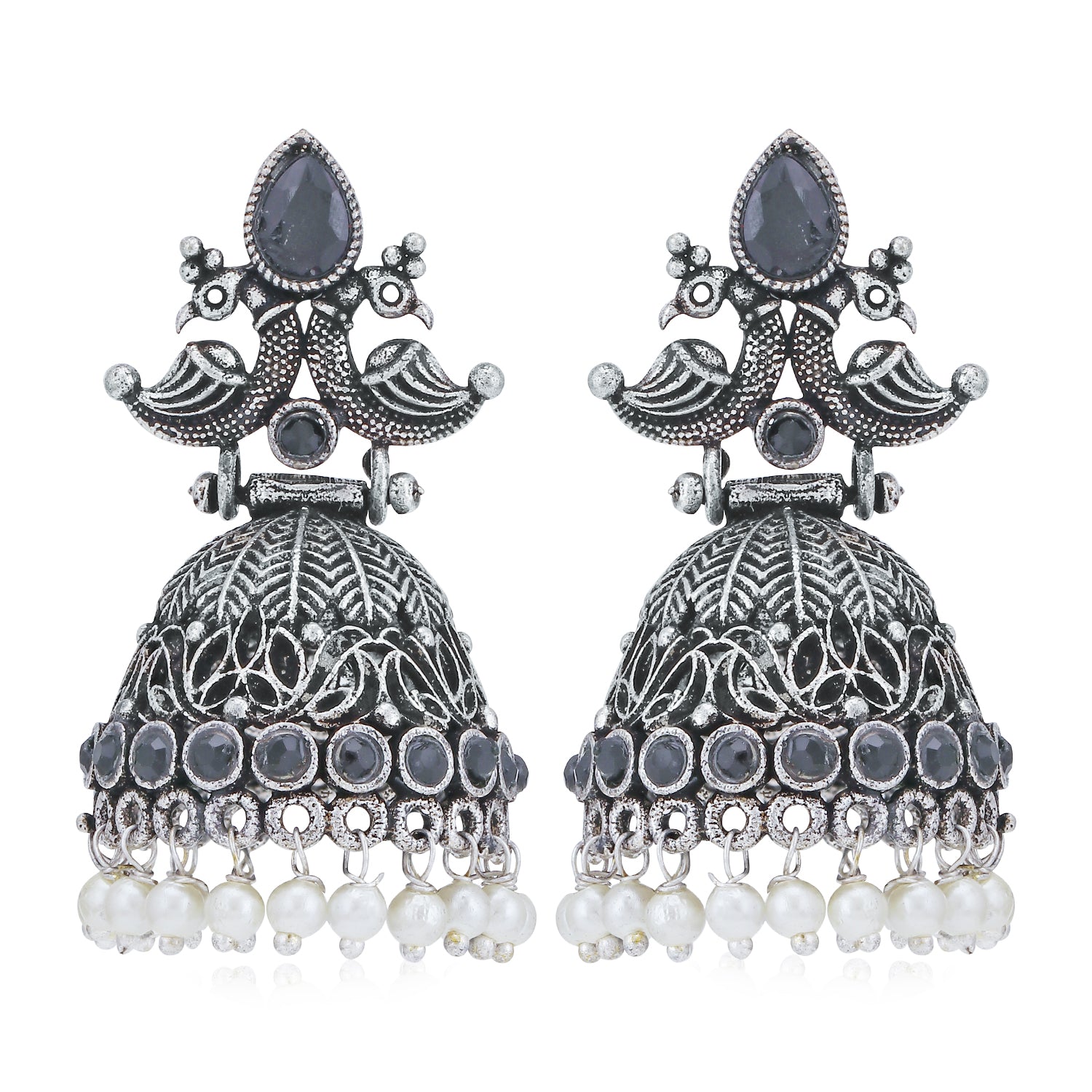 Sukkhi Incredible Oxidised Peacock Jhumki Earring for Women