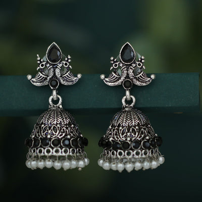 Sukkhi Incredible Oxidised Peacock Jhumki Earring for Women