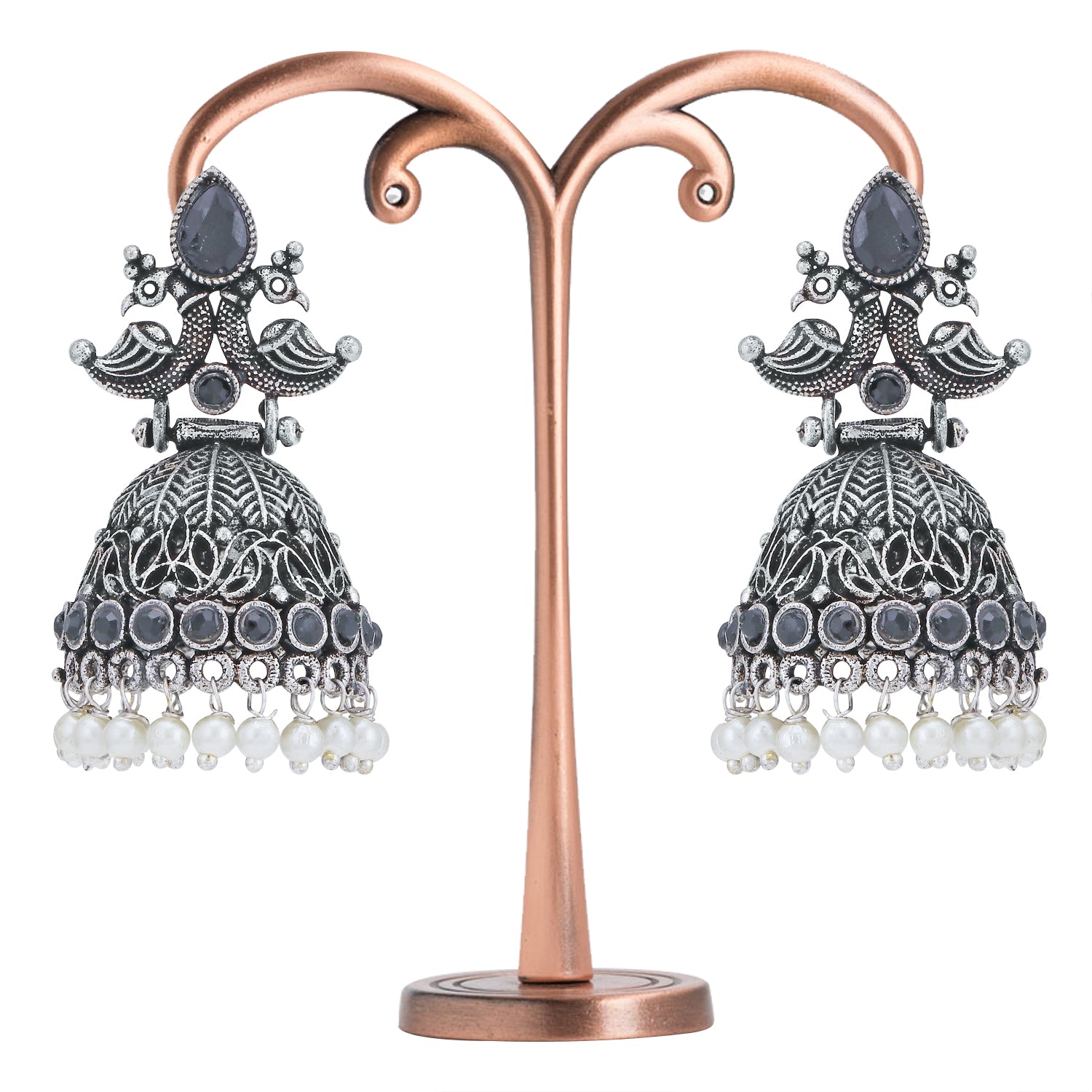 Sukkhi Incredible Oxidised Peacock Jhumki Earring for Women