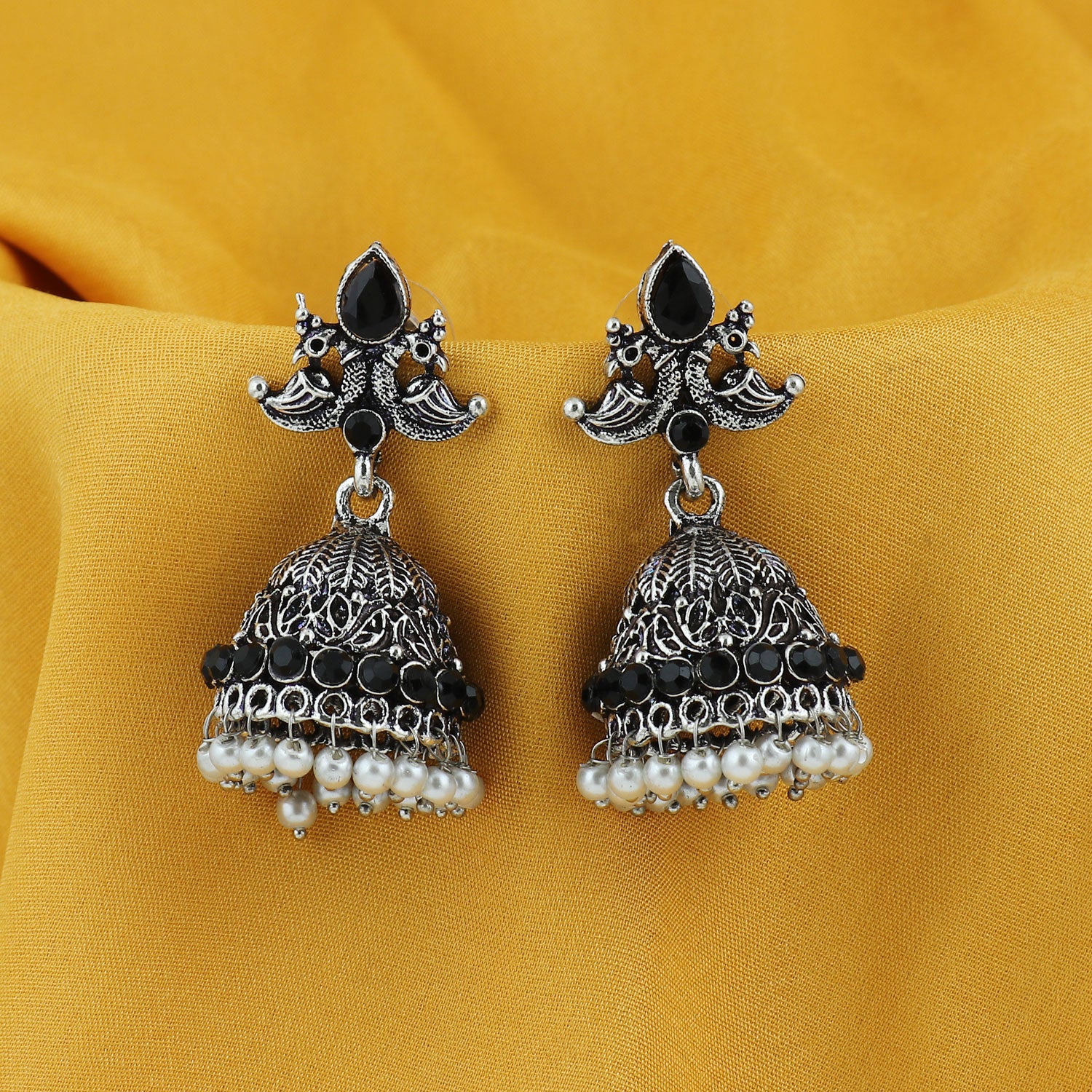 Sukkhi Incredible Oxidised Peacock Jhumki Earring for Women