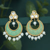 Sukkhi Classic Pearl Gold Plated Kundan Mint Collection Chandbali Earring for Women