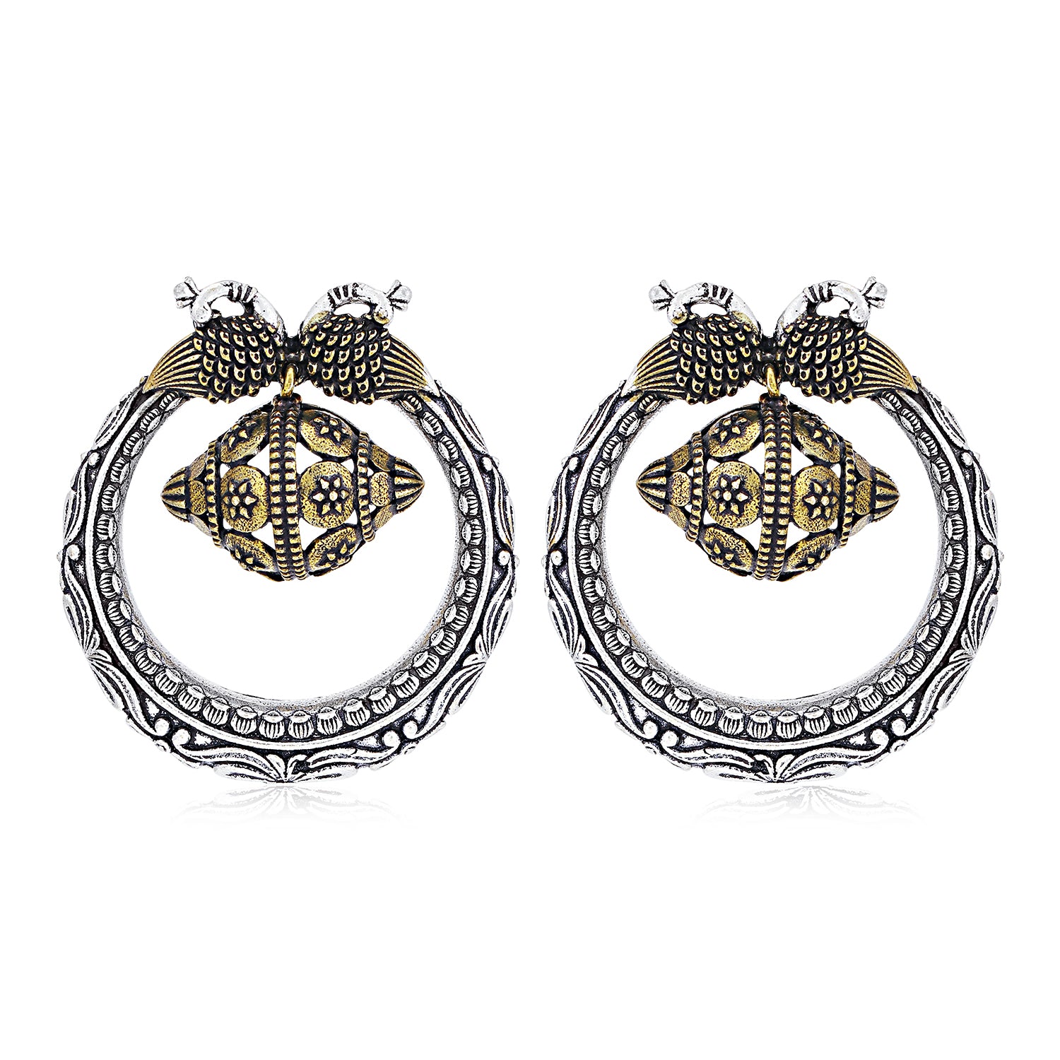 Sukkhi Stylish Oxidised Peacock Chandbali Earring For Women