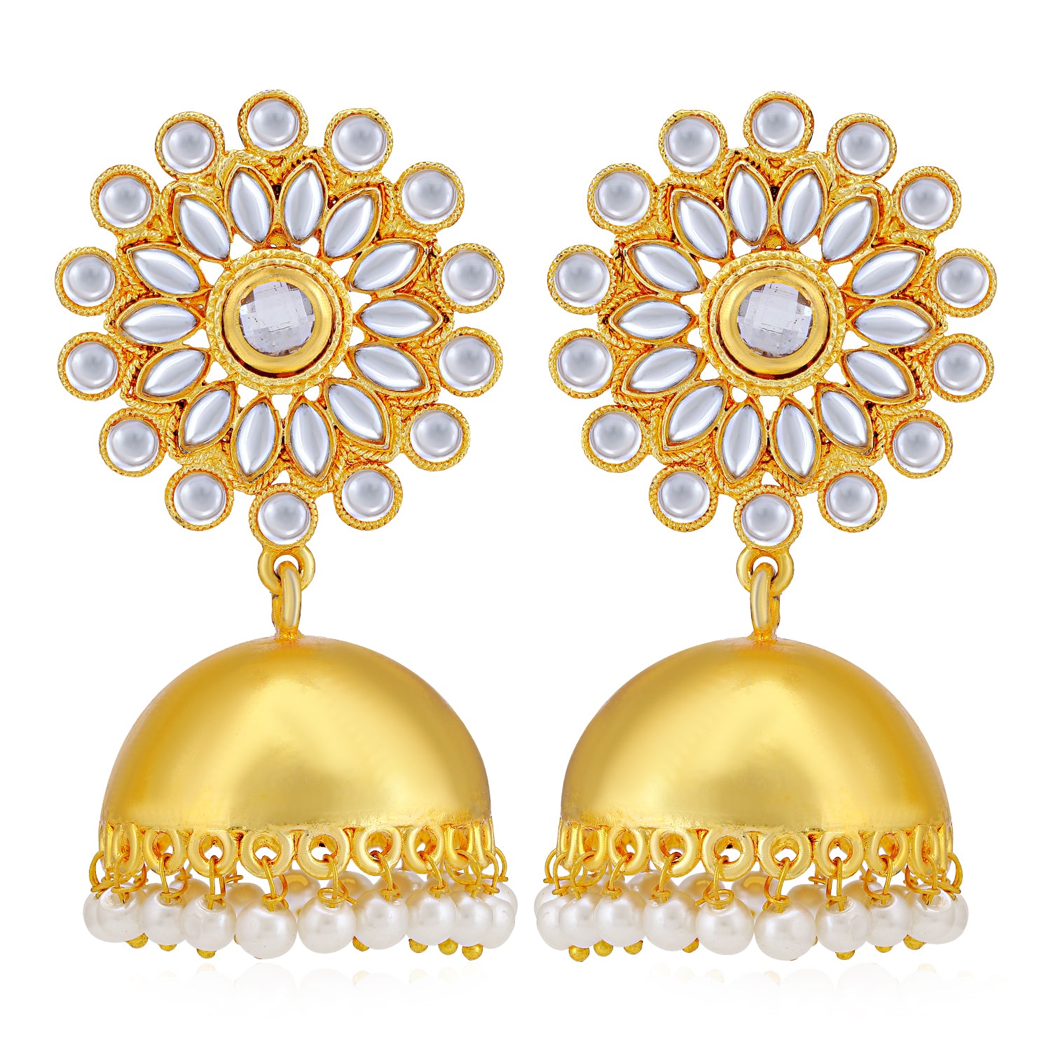 Sukkhi Adorable Gold Plated Kundan & Pearl Jhumki Earring for Women