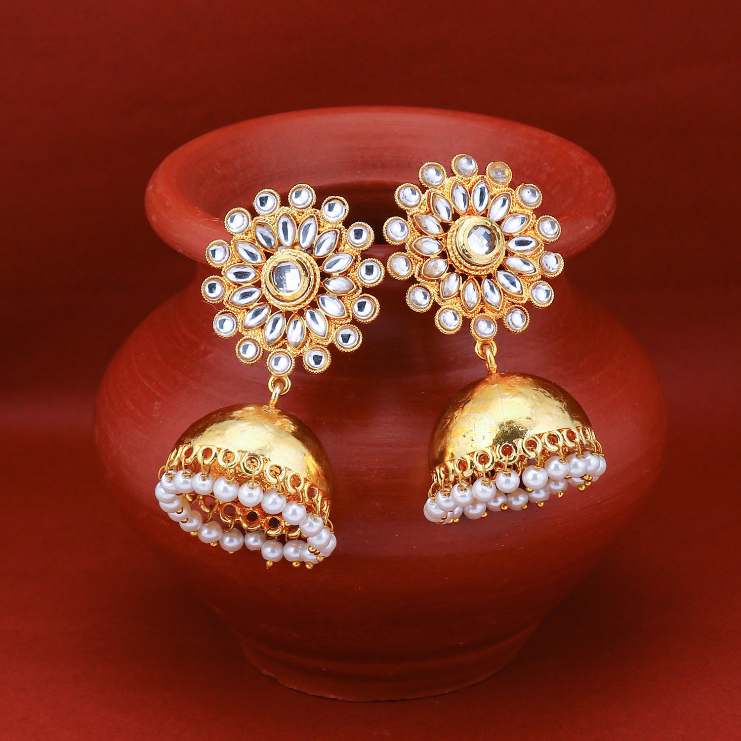 Sukkhi Adorable Gold Plated Kundan & Pearl Jhumki Earring for Women