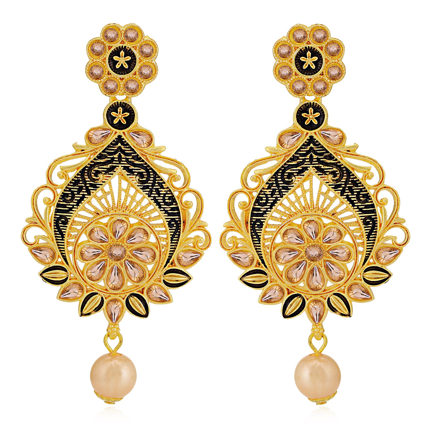 Sukkhi Spectacular LCT Gold Plated Pearl Chandelier Earring For Women