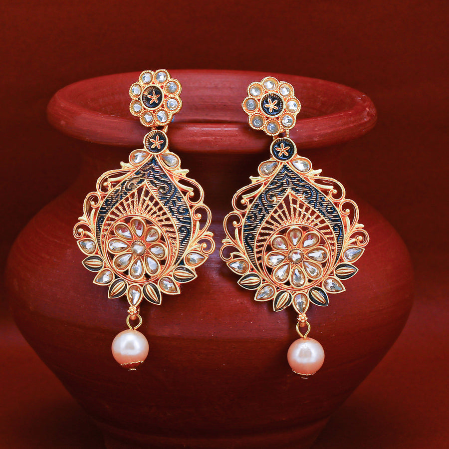 Sukkhi Spectacular LCT Gold Plated Pearl Chandelier Earring For Women