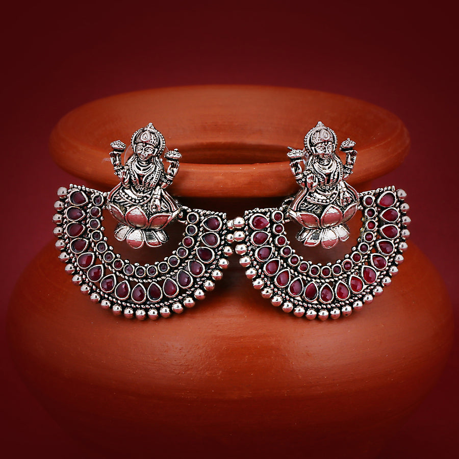 Sukkhi Adorable Oxidised Goddess Laxmi Chandbali Earring for Women