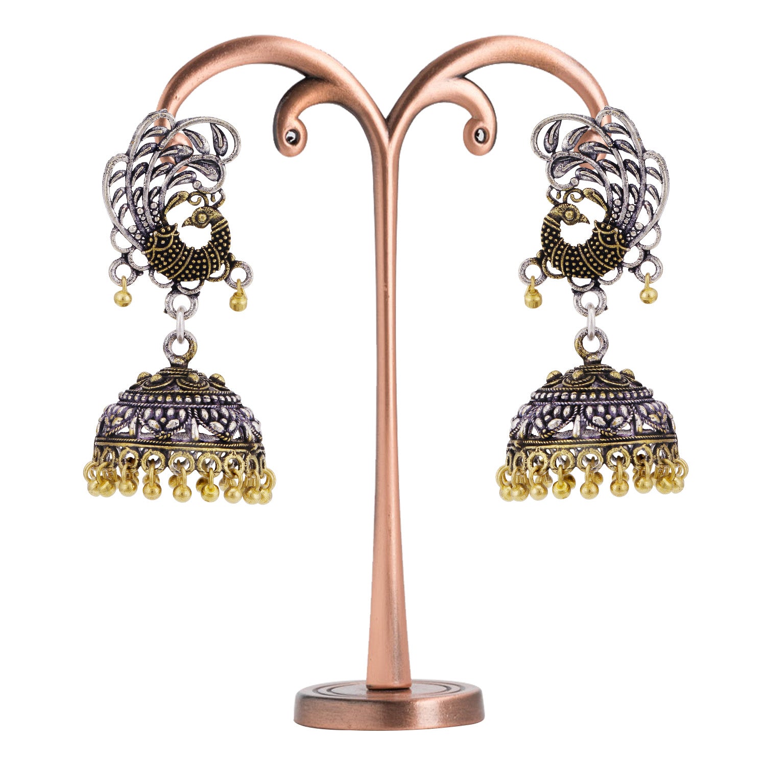 Sukkhi Stylish Oxidised Peacock Jhumki Earring For Women