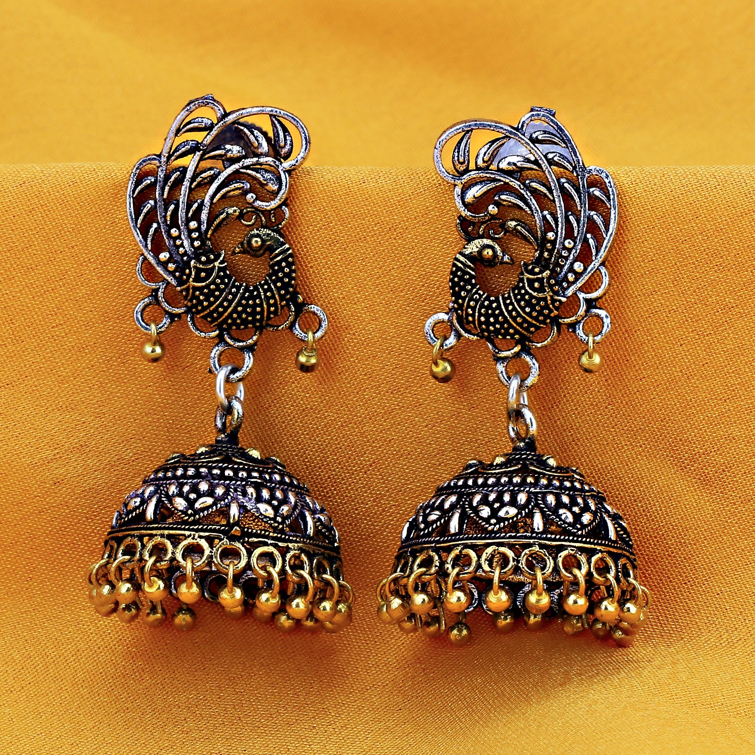 Sukkhi Stylish Oxidised Peacock Jhumki Earring For Women