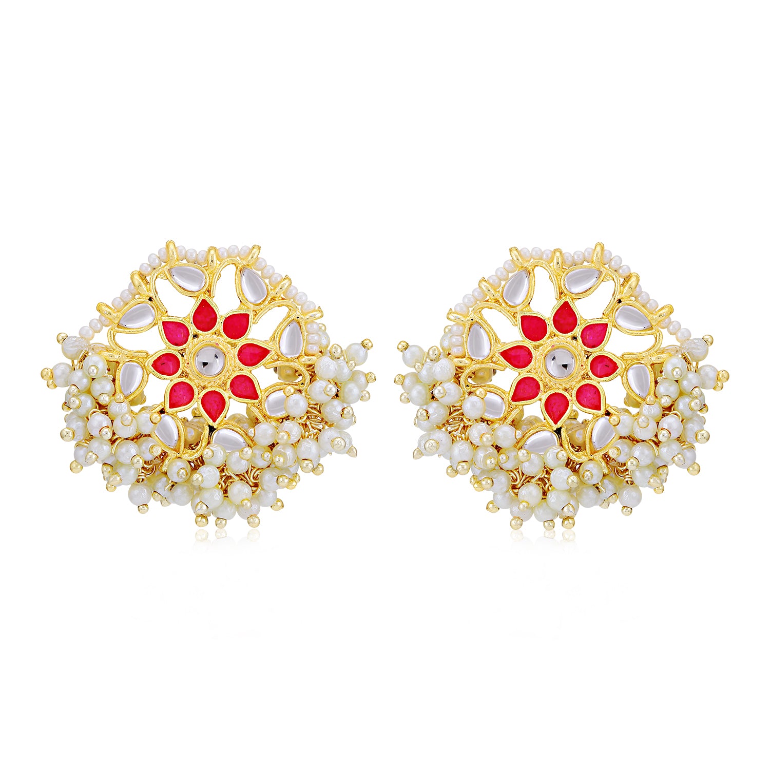 Sukkhi Trendy Gold Plated Kundan & Pearl Stud Earring for Women