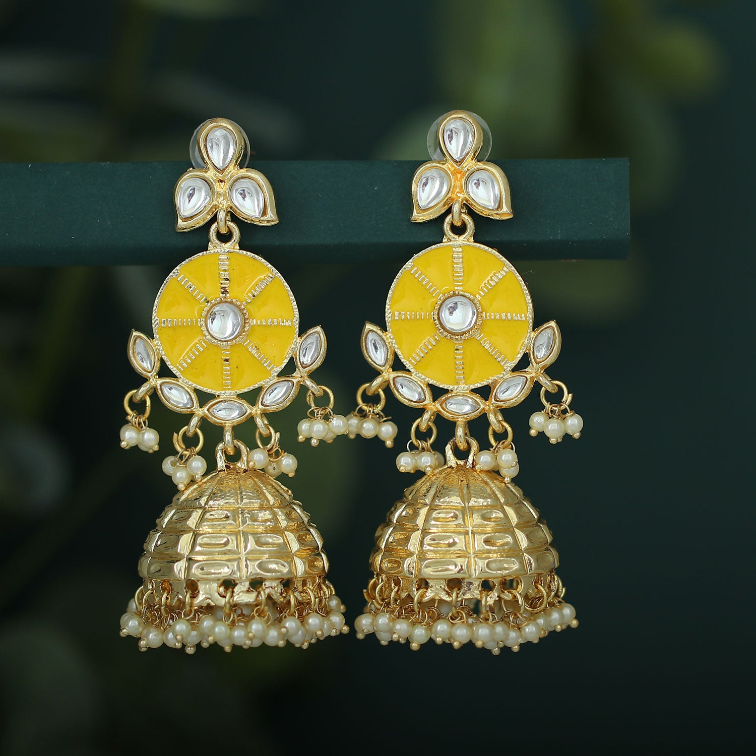 Sukkhi Sparkling Pearl Gold Plated Kundan Meenakari Earring for Women