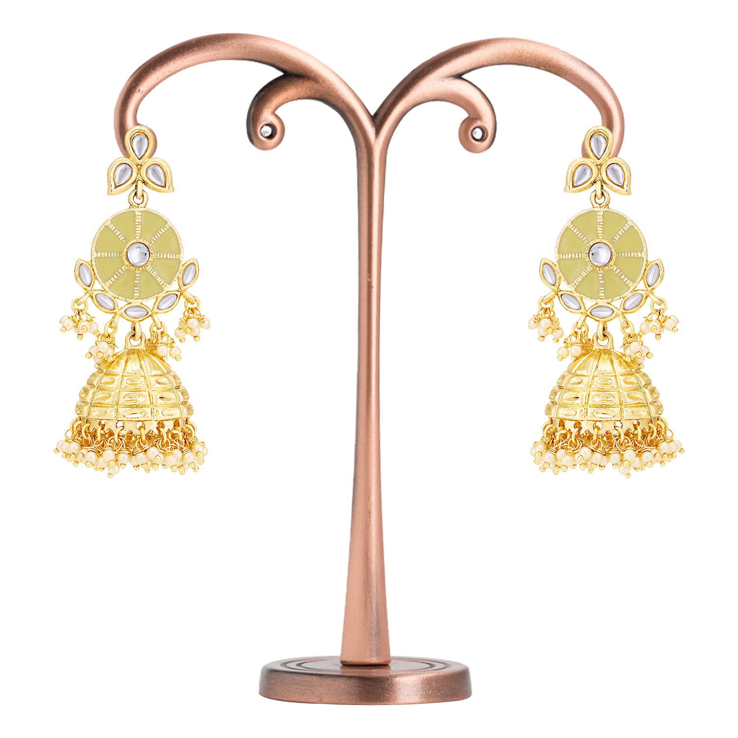 Sukkhi Sparkling Pearl Gold Plated Kundan Meenakari Earring for Women