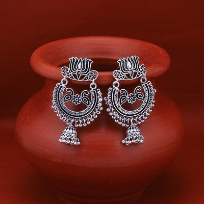 Sukkhi Attractive Oxidised Peacock Chandelier Earring For Women