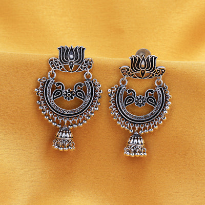 Sukkhi Attractive Oxidised Peacock Chandelier Earring For Women