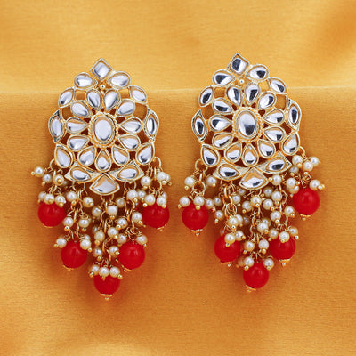 Sukkhi Elegant Gold Plated Kundan & Pearl Chandelier Earring for Women