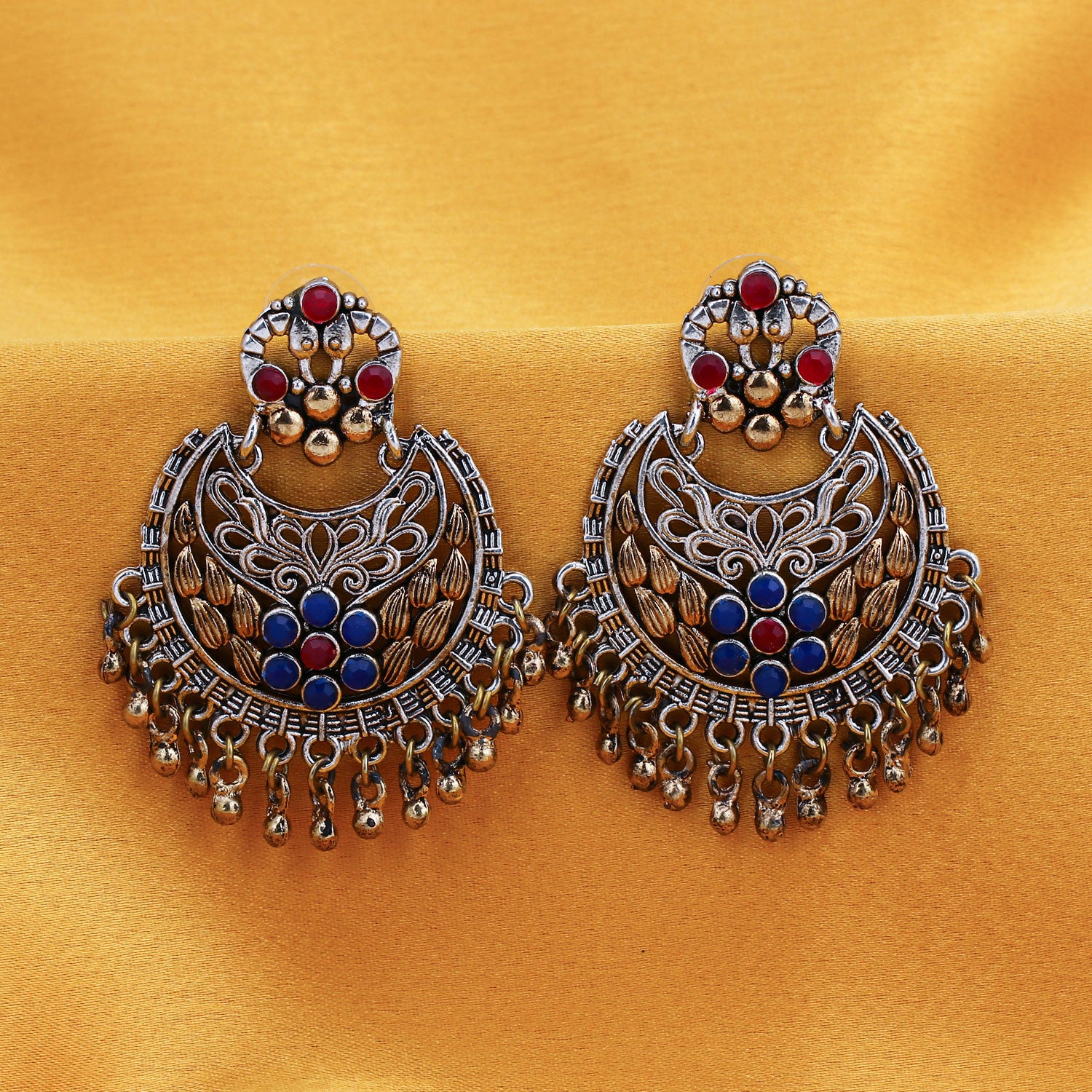 Sukkhi Glamorous Oxidised Peacock Chandbali Earring for Women