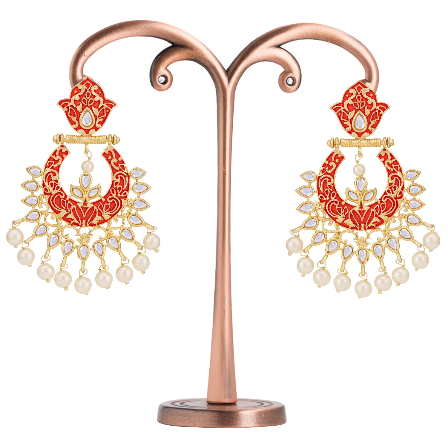 Sukkhi Modish Gold Plated Kundan & Pearl Mint Collection Chandbali Earring for Women