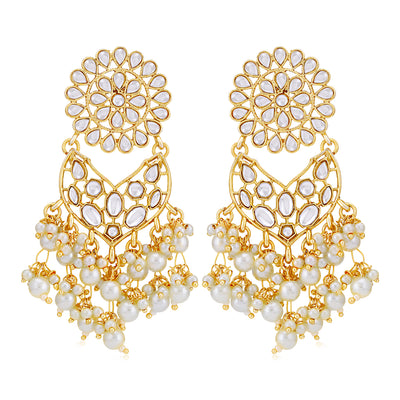 Sukkhi Luxurious Gold Plated Kundan & Pearl Chandelier Earring for Women