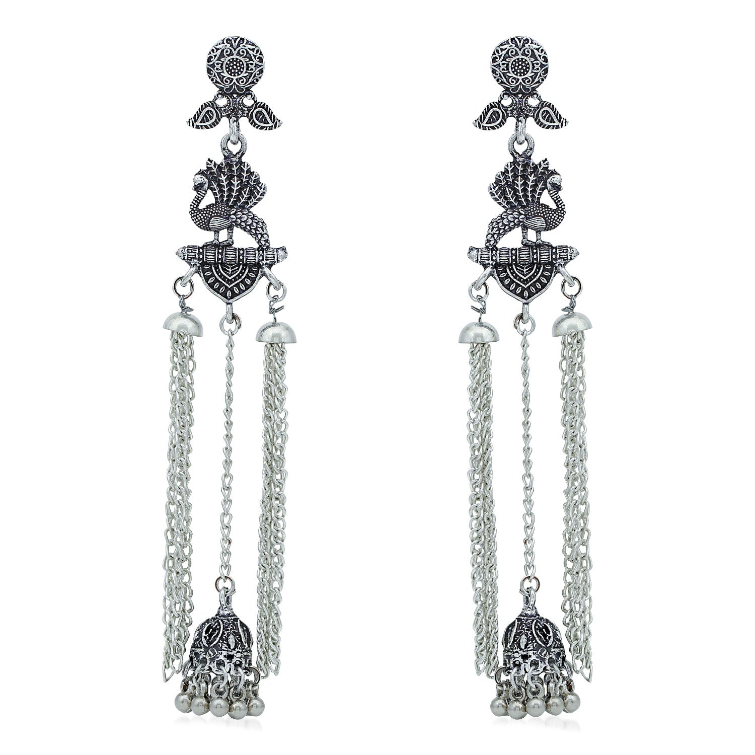 Sukkhi Marvellous Oxidised Peacock Chandelier Earring For Women