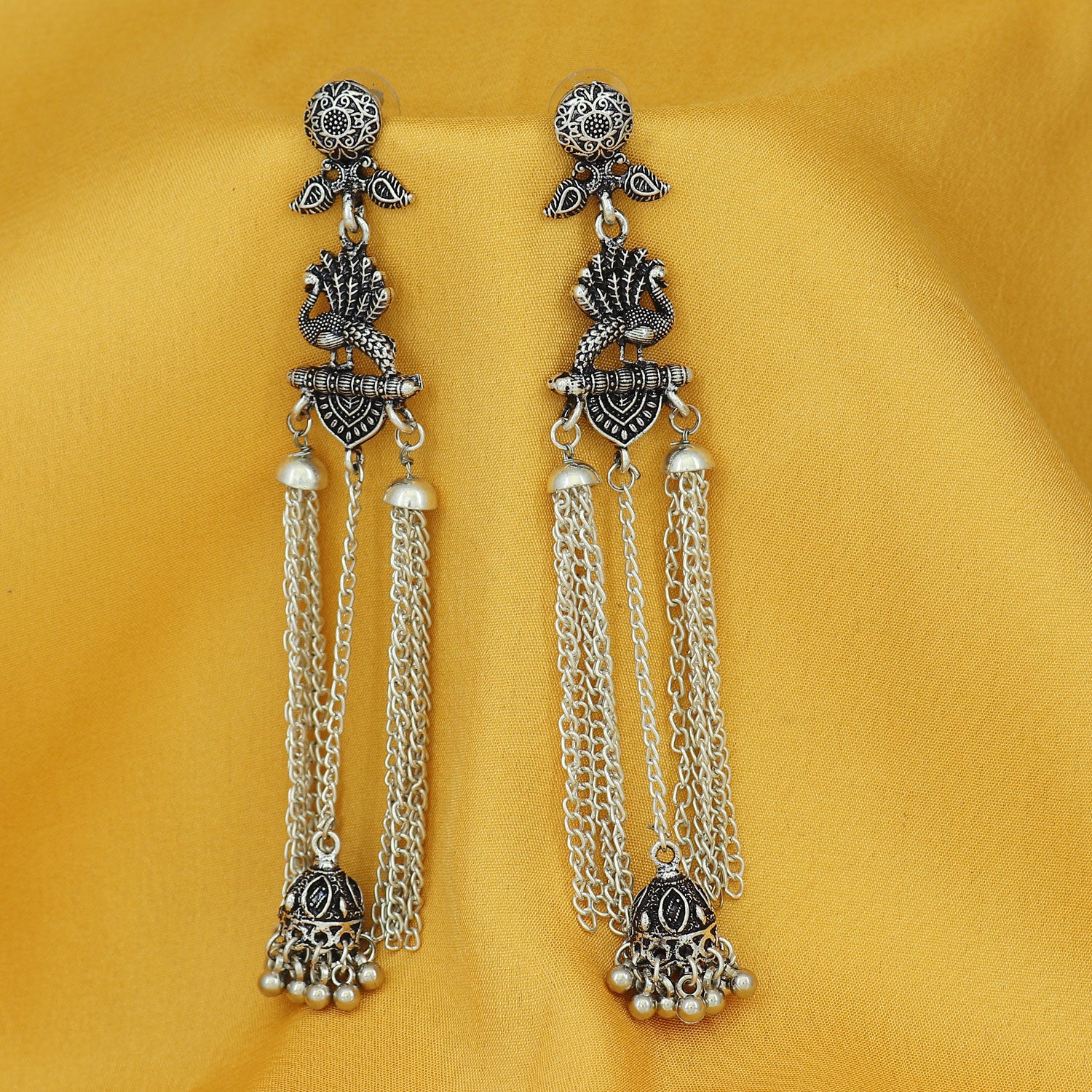 Sukkhi Marvellous Oxidised Peacock Chandelier Earring For Women